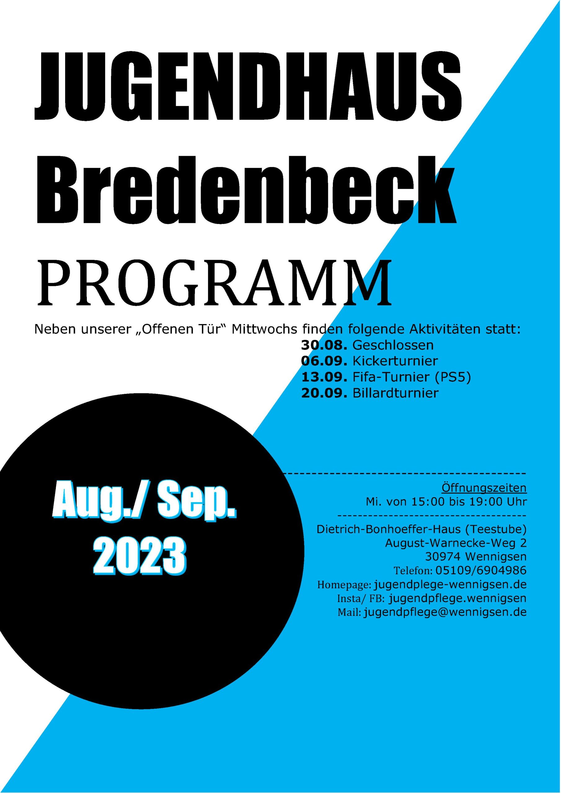 Programm Jugendraum Bredenbeck
