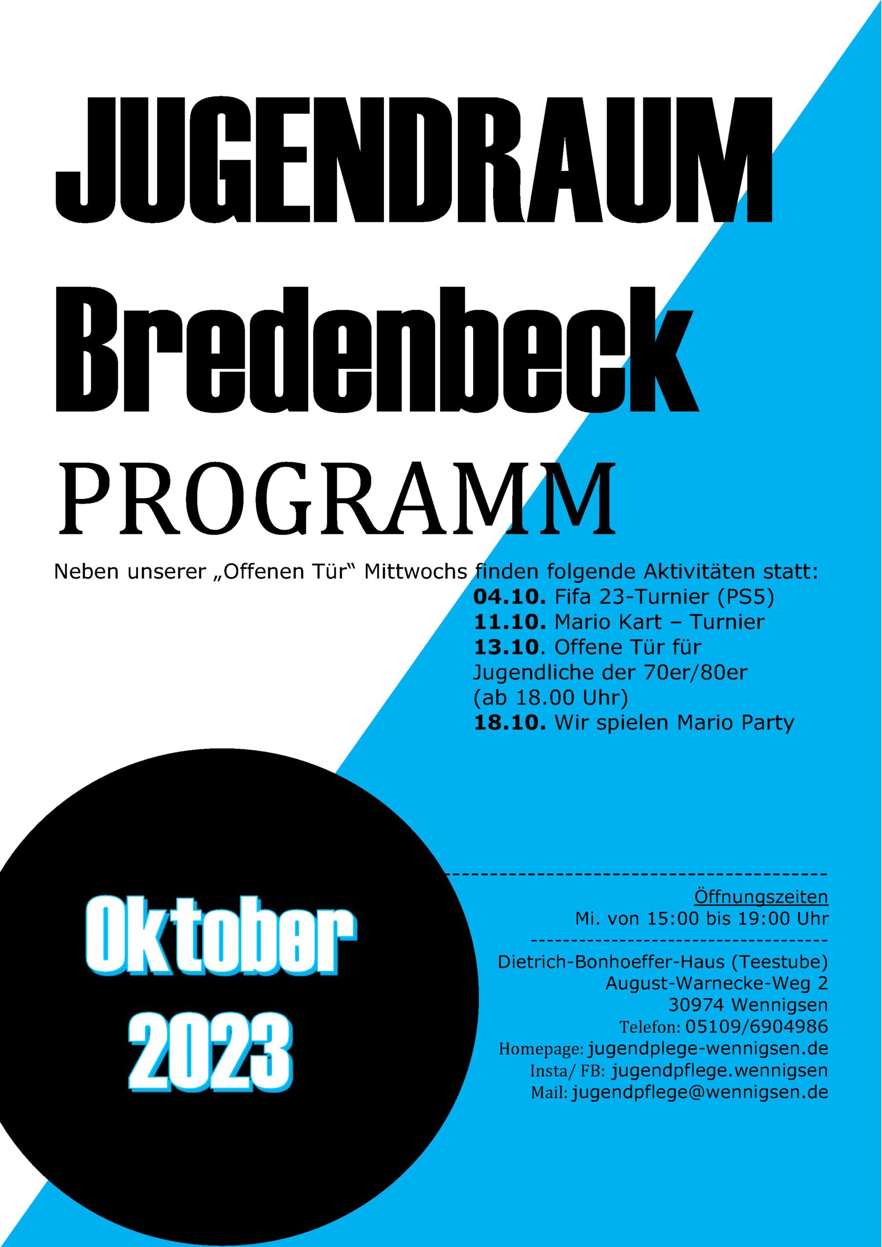 Unser Programm für den Jugendraum Bredenbeck